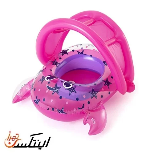 شناور بادی شورتی کودک سایبان دار صورتی مدل خرچنگ