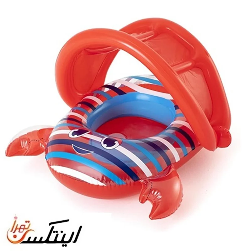 شناور بادی شورتی کودک سایبان دار قرمز طرح خرچنگ